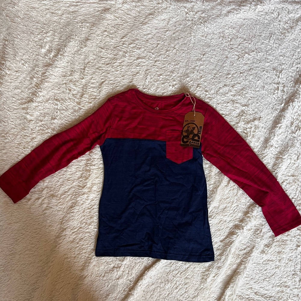 Kids Red and Blue Long Sleeve Shirt